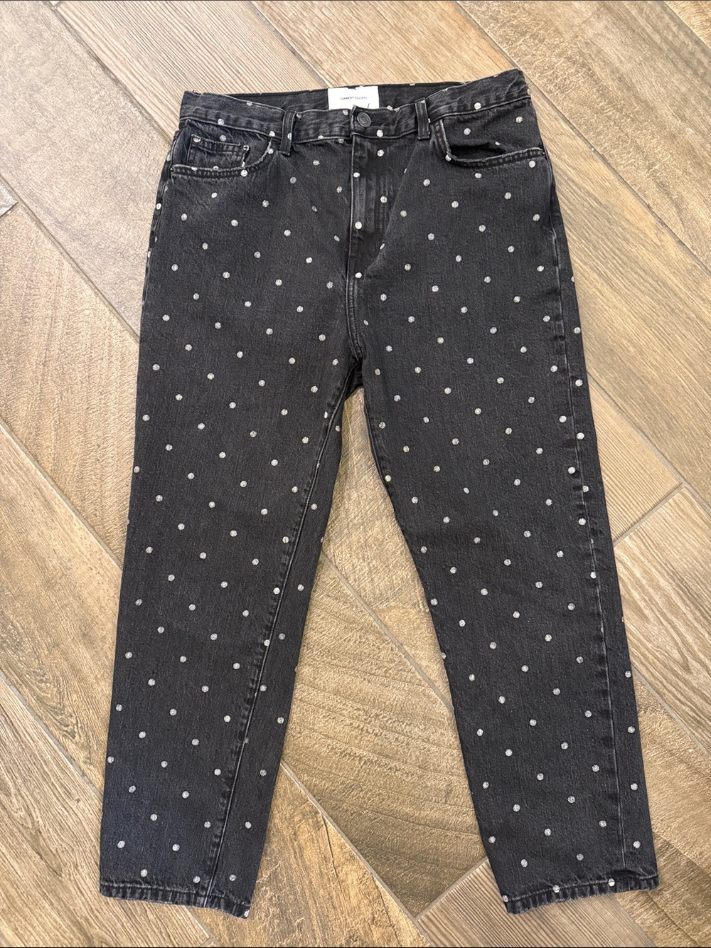 Current/Elliott Vintage Cropped Hem Black White Polka Dot Jeans Women’s Size 32 - Picture 3 of 10